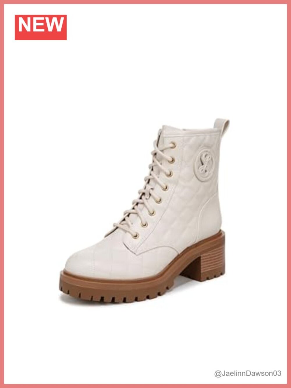 Quilted Lace Up Ankle Bootie Chunky Lug Sole Zip Biker Boot